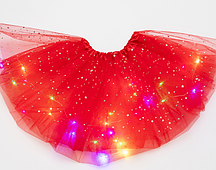 Дитяча спідниця пачка світиться святкова карнавальна червона, довжина - 28 см (квіточка, принцеса і т. д.)