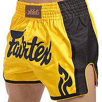 Шорты для тайского бокса и кикбоксинга FAIRTEX BS1701 YELLOW/BLACK (сатин, нейлон, р-р M-XL, желтый-черный)