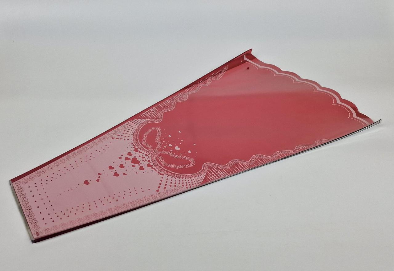 Конусне паковання під квіти h70/15низ/45верх метал червоний (100 шт.) візерунок136 (6) (100 шт.), фото 1