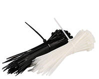 Стяжка кабельная белая/черная 7,6х300мм (100 шт)