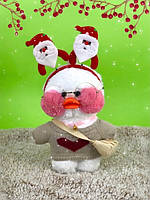 Мягкая игрушка Утка Лалафанфан в свитере, обруче и очками Cafe mimi duck Lalafanfan Duck уточка белая