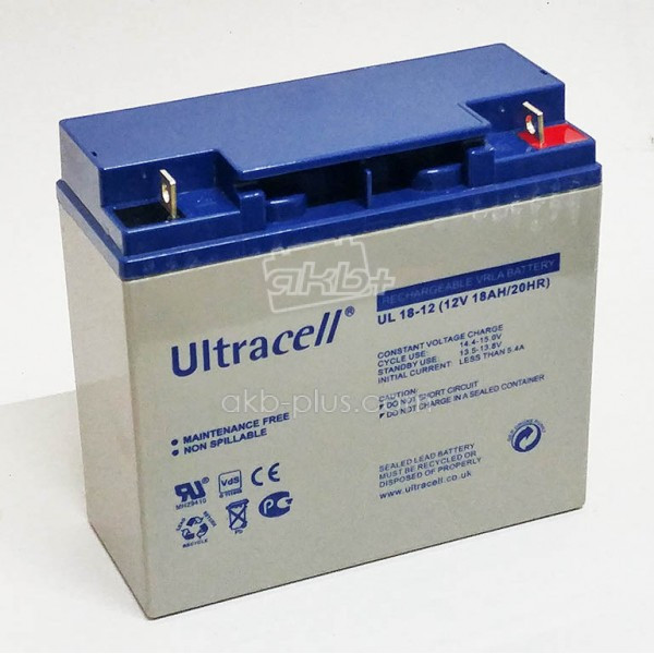 Батарея акумуляторна Ultracell UL18-12, 12В, 18Ач, AGM