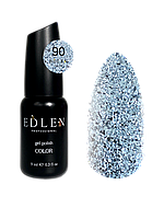 Гель лак для ногтей Edlen Color №090 однослойный голубой блестящий, 9 мл