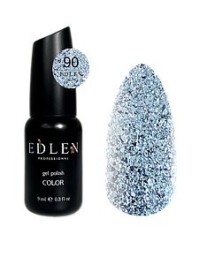 Гель-лак для нігтів Edlen Color №090 прозорий з срібними блискітками, 9 мл