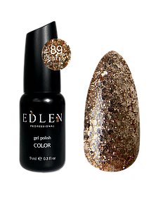 Гель-лак для нігтів Edlen Color №089 прозорий з золотими блискітками, 9 мл