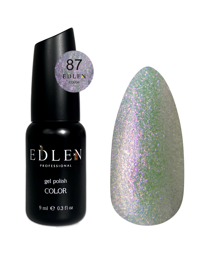 Гель-лак для нігтів Edlen Color №087 прозорий з фіолетовим шиммером, 9 мл
