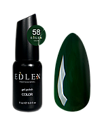Гель лак для ногтей Edlen Color №058 однослойный темно зеленый, 9 мл