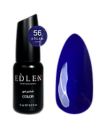 Гель лак для ногтей Edlen Color №056 однослойный синий с блестками, 9 мл