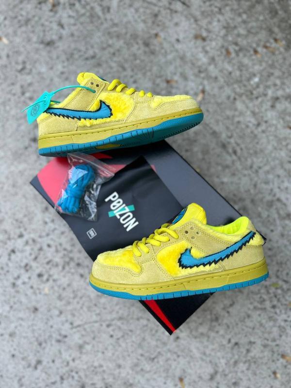 Стильные мужские кроссовки Nike SB Dunk low X Grateful Dead желто-голубые - фото 6 - id-p2059317219