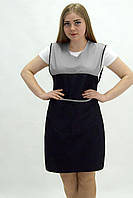 Фартух подвійний хітон для продавця касира прибиральниці Олена (44-74) габардин чорний/сірий р.44-50 (245447504-179-224)