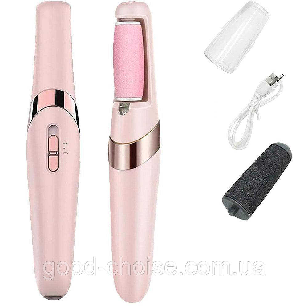 Електрична пемза для ніг з 2 роликами Flawless Pedi, з USB / Електропилка для п'ят / Апарат для педикюру, фото 1