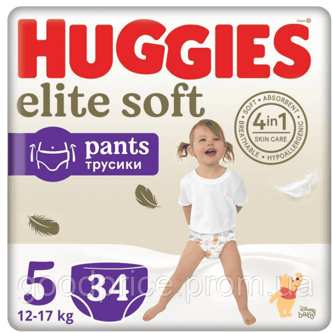 Трусики-підгузки Huggies Elite Soft Pants (хаггіс еліт софт) № 5 (12-17 кг) 34 шт