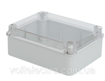 Коробка настенная 250x200x90 з гладкими стінками та прозорою кришкою IP67