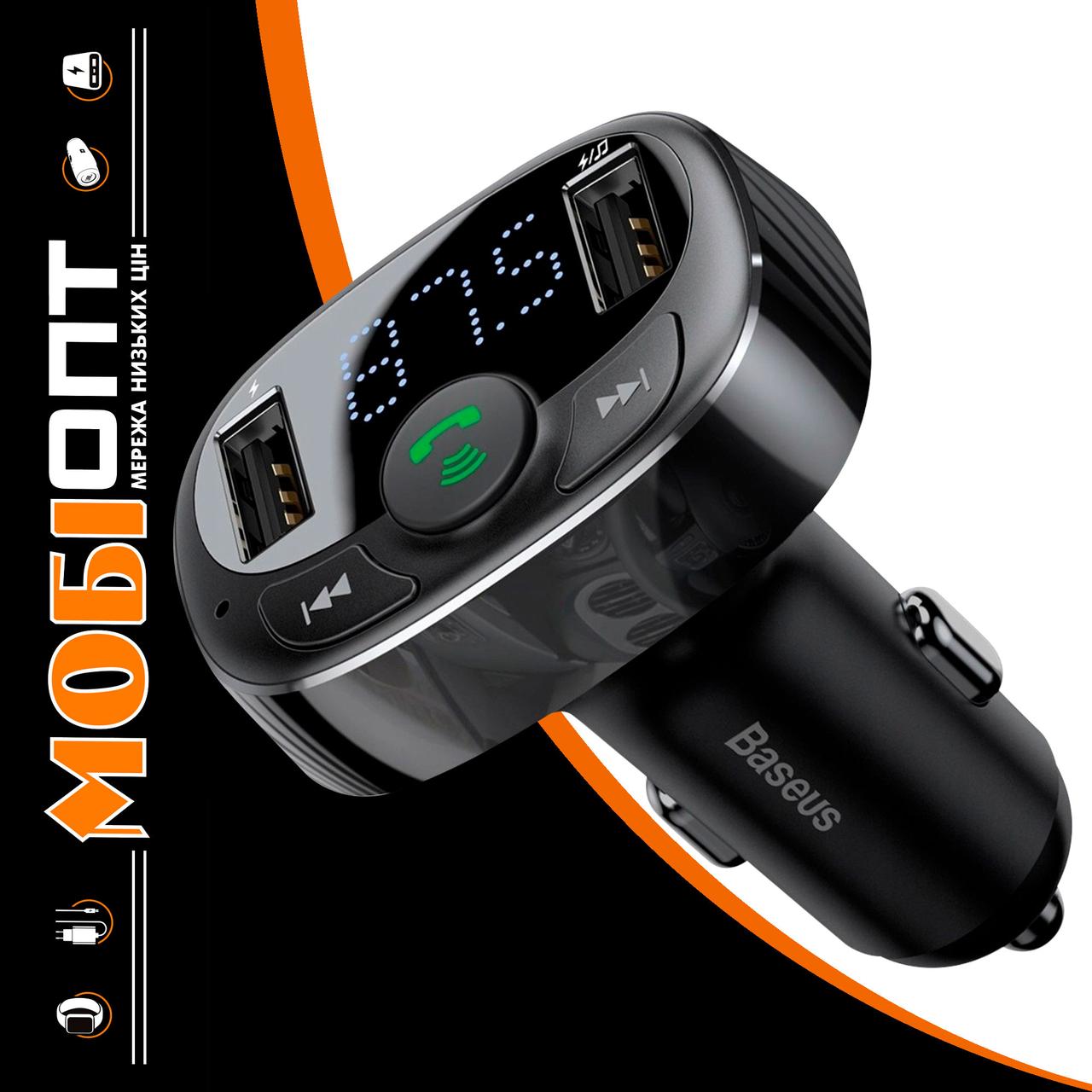 FM-модулятор/дисплей Baseus 2USB S-09A T-Typed black (CCMT000001)