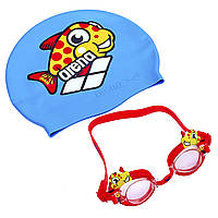 Набор для плавания детский очки и шапочка ARENA WORLD AR-92295-20 (поликарбон, термопластичная резина,