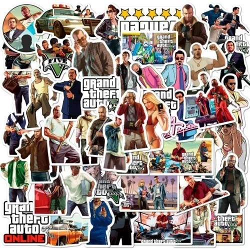 Набір наклейок GTA Grand Theft Auto. Набір 10 шт. Водостійкі стікери для обклеювання