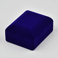 Футляр классика бархатный цвет синий для ювелирных изделий под набор или украшения размер 3.5х6х8 см
