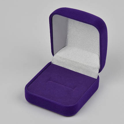 Футляр квадратный фиолетовый бархат для ювелирных изделий кольцо серьги кулон и другое размер 58Х54Х35 мм, фото 2
