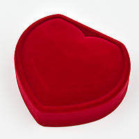 Футляр сердце большое красное бархатное под набор кулон цепочку и украшения размер 8х9х4 см внутри красное