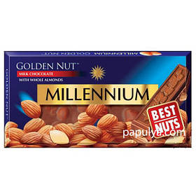 Шоколад молочний  Millennium Golden Nut з цілим мигдалем 110 г