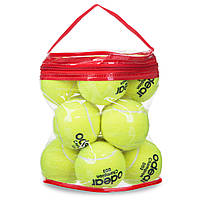 Мяч для большого тенниса ODEAR SILVER (12шт) BT-1780 (PVC сумка, салатовый)