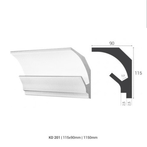 Профіль TESORI з екструдованого пінополістеролу під фарбування для світлодіодних стрічок, KD 201