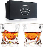 Набор из 2 бокалов для виски FLOW Barware Twist | Подарочный набор стаканов премиум для виски Twisted Design