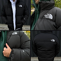 Зимняя стеганная куртка пуховик TNF 700 The North Face Black Nuptse Норд Фейс унисекс черная с капюшономТТ