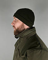 Шапка в'язана чоловіча з закотом Ultimatum "Докер" Темна олива