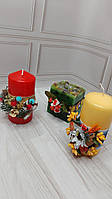 Декоративные ароматические свечи в новогоднем стиле, свечи подарочные декоративные, ароматичиские свечи
