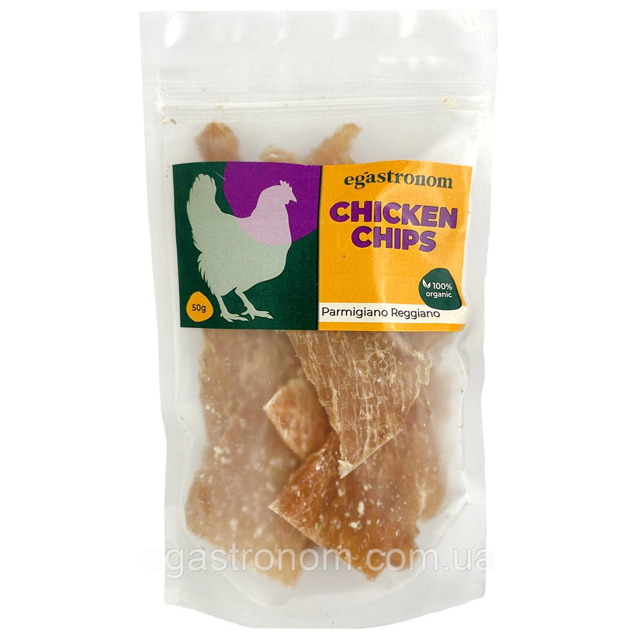 Чипси з курки та пармезану Єгастроном Egastronom chicken parmigiano reggiano 50g (Код: 00-00015715), фото 1