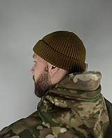 Шапка в'язана чоловіча з закотом Ultimatum "Докер" Койот