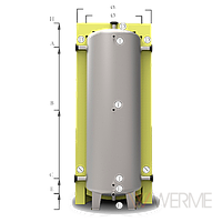 Аккумулирующая емкость KHT ЕАІ-11-500 л WERME (Теплоакумулятор, Буферная ёмкость ВЕРМЕ) Без теплоизоляции