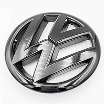 Емблема передня VW (Фольцваген) 120 mm POLO 5 (6R) 2009-2013 - Чорний глянець (6R0 853 600A), фото 2