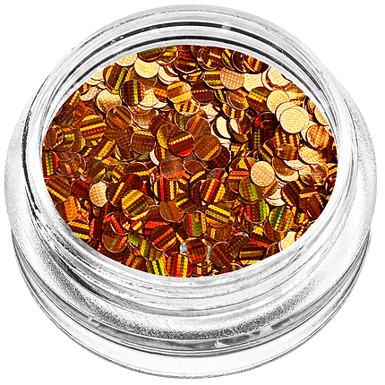 Конфеті кружечки для декору, мідна голограма середні, фото 1