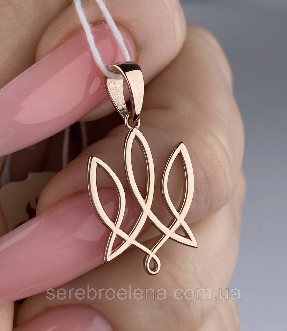 Срібний кулон тризуб патріотичний, позолота, фото 1