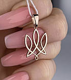 Срібний кулон тризуб патріотичний, позолота, фото 3