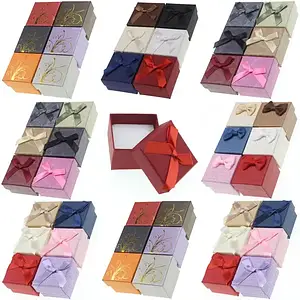 Коробочки картонно-бумажные квадратные, круглые, под кольца, бижутерию и украшения размер 5х5х3 см