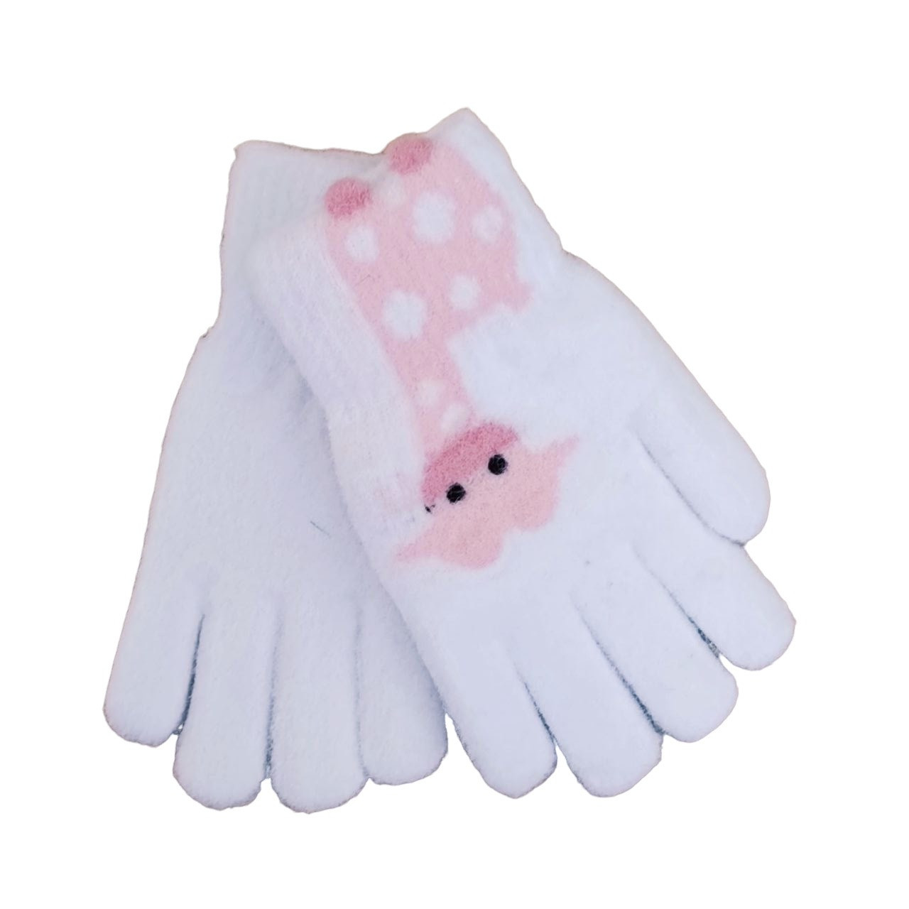 Рукавички дитячі подвійні альпака Жираф 4-6 роки осінь-зима білий, фото 1