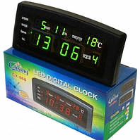 Электронные цифровые часы Caixing CX-868, с будильником, датой и термометром, зелёная подсветка