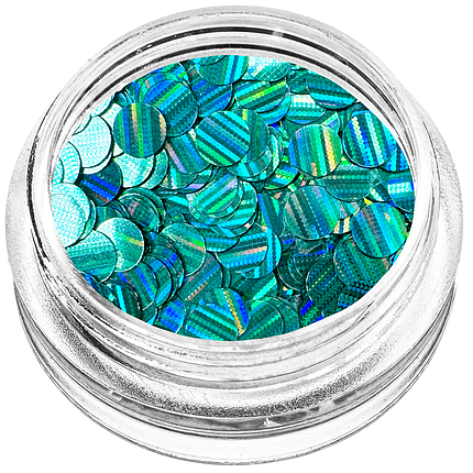 Конфеті кружечки для декору, бірюзова голограма великі, фото 1