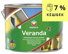 Фарба олійно-акрилова ESKARO VERANDA для деревини напівматова біла-база А 9,5 л