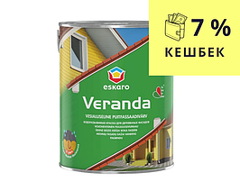 Фарба олійно-акрилова ESKARO VERANDA для деревини напівматова біла-база А 0,95 л