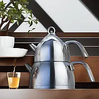 Подвійний турецький чайник із неіржавкої сталі для всіх різновидів плит Emsan Aragon Mini Неіржавка сталь, Хром