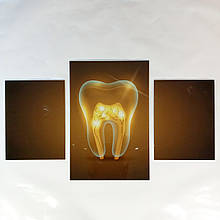 Картина в стоматологію зі скла, Сяючий зуб, 3 модулі