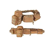 Разгрузочный тактический пояс war belt РПС YAKEDA 6026-3 с креплением MOLLE с подсумками койот