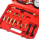 Універсальний набір для тестування інжекторів Rewolt T7004, Тестер компресії, Манометр вимірювання тиску палива, фото 2