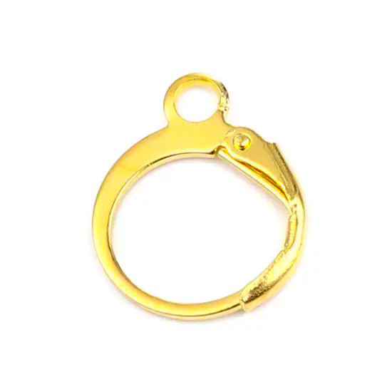 Швенза з замком Finding Кругла основа для сережок Золотистий 15 мм x 12 мм Ціна за 1 штуку, фото 1