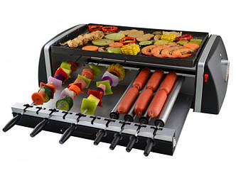 Шашличниця електрична Hot-dog, Мультигриль 3 в 1 ViLgrand V1507GB 3в1 (шашличниця, гриль-барбекю, хот-дог)