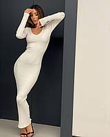 Женское облегающее платье макси, хорошо тянется, белое